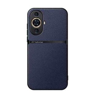 For Huawei nova 11 / nova 12s Litchi Leather Magnetic Full Coverage Shockproof Phone Case(Navy Blue)