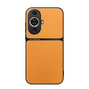 For Huawei nova 11 Pro Litchi Leather Magnetic Full Coverage Shockproof Phone Case(Yellow)