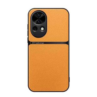 For Huawei nova 12 Pro Litchi Leather Magnetic Full Coverage Shockproof Phone Case(Yellow)