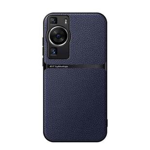 For Huawei P60 Litchi Leather Magnetic Full Coverage Shockproof Phone Case(Navy Blue)