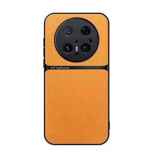 For Huawei Mate 70 Pro Litchi Leather Magnetic Full Coverage Shockproof Phone Case(Yellow)