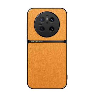 For Huawei Mate 70 Litchi Leather Magnetic Full Coverage Shockproof Phone Case(Yellow)
