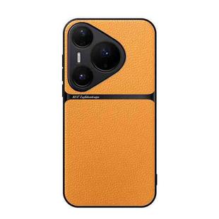 For Huawei Pura 80 Pro 5G Litchi Leather Magnetic Full Coverage Shockproof Phone Case(Yellow)