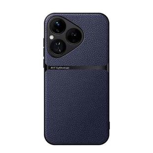 For Huawei Pura 80 5G Litchi Leather Magnetic Full Coverage Shockproof Phone Case(Navy Blue)