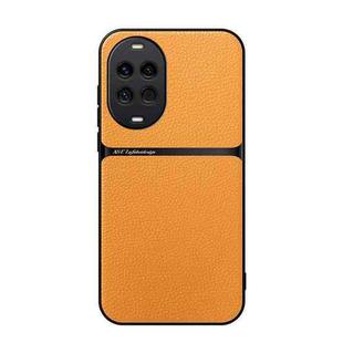 For Huawei nova 14 Litchi Leather Magnetic Full Coverage Shockproof Phone Case(Yellow)