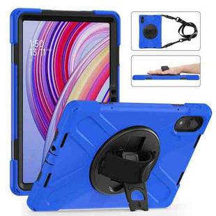 For Xiaomi Redmi Pad Pro 12.1 Rotatable Holder Silicone Hybrid PC Tablet Case with Shoulder Strap(Blue)