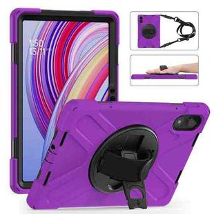 For Xiaomi Redmi Pad Pro 12.1 Rotatable Holder Silicone Hybrid PC Tablet Case with Shoulder Strap(Purple)