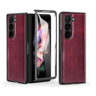 For Samsung Galaxy Z Fold5 VIETAO Crazy Horse Texture PU Phone Case(Red)