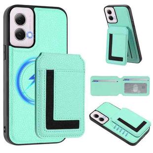 For Motorola Moto G Power 5G 2024 CX01 Detachable Magsafe Magnetic Card Bag Phone Case(Mint Green)