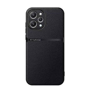 For Redmi 12 4G Litchi Leather Magnetic Full Coverage Shockproof Phone Case(Black)