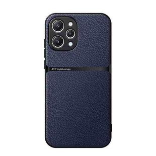 For Redmi 12 4G Litchi Leather Magnetic Full Coverage Shockproof Phone Case(Navy Blue)