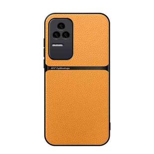 For Redmi K50 / K50 Pro Litchi Leather Magnetic Full Coverage Shockproof Phone Case(Yellow)