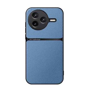 For Redmi K80 Litchi Leather Magnetic Full Coverage Shockproof Phone Case(Blue)