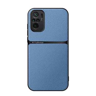 For Redmi Note 10 4G / Note 10S Litchi Leather Magnetic Full Coverage Shockproof Phone Case(Blue)