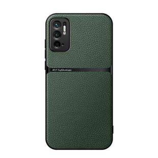 For Redmi Note 10 5G Litchi Leather Magnetic Full Coverage Shockproof Phone Case(Green)