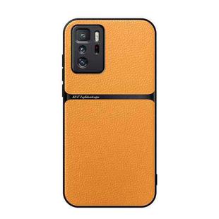 For Redmi Note 10 Pro 5G Litchi Leather Magnetic Full Coverage Shockproof Phone Case(Yellow)