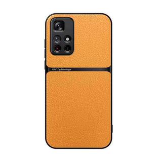 For Redmi Note 11 5G Litchi Leather Magnetic Full Coverage Shockproof Phone Case(Yellow)