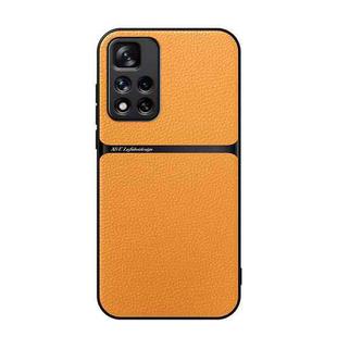 For Redmi Note 11 Pro 5G / Note 11 Pro+ 5G Litchi Leather Magnetic Full Coverage Shockproof Phone Case(Yellow)