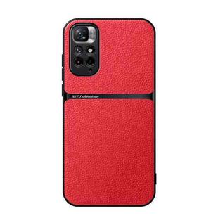 For Redmi Note 11 4G Litchi Leather Magnetic Full Coverage Shockproof Phone Case(Red)