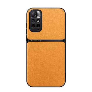 For Redmi Note 11 4G Litchi Leather Magnetic Full Coverage Shockproof Phone Case(Yellow)