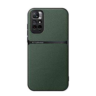 For Redmi Note 11 4G Litchi Leather Magnetic Full Coverage Shockproof Phone Case(Green)