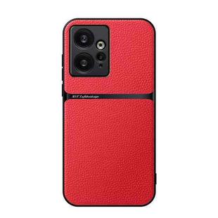 For Redmi Note 12 4G Global Litchi Leather Magnetic Full Coverage Shockproof Phone Case(Red)