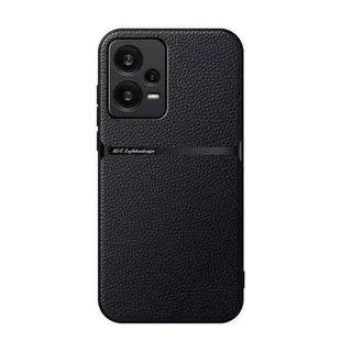 For Redmi Note 12 5G Global Litchi Leather Magnetic Full Coverage Shockproof Phone Case(Black)