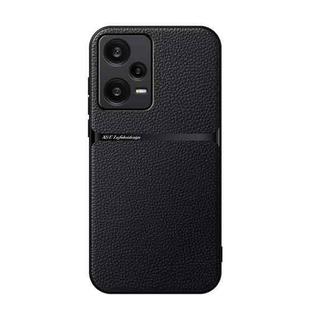 For Redmi Note 12 Pro 5G Global Litchi Leather Magnetic Full Coverage Shockproof Phone Case(Black)