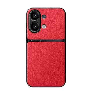 For Redmi Note 13 4G Global Litchi Leather Magnetic Full Coverage Shockproof Phone Case(Red)