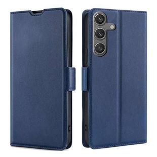For Samsung Galaxy S25 5G Ultra-thin Voltage Side Buckle Horizontal Flip Leather Phone Case(Blue)