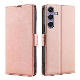 For Samsung Galaxy S25+ 5G Ultra-thin Voltage Side Buckle Horizontal Flip Leather Phone Case(Rose Gold)