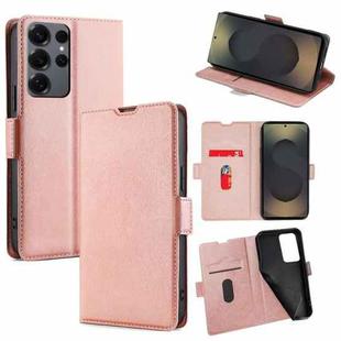 For Samsung Galaxy S25 Ultra 5G Ultra-thin Voltage Side Buckle Horizontal Flip Leather Phone Case(Rose Gold)