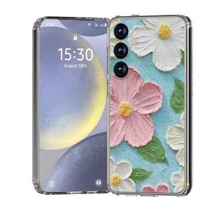 For Samsung Galaxy S25 5G IMD Double Piece Simple Fresh Shockproof Phone Case(Colorful Flowers)