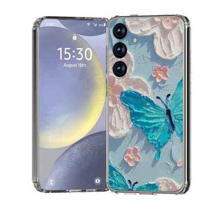For Samsung Galaxy S25+ 5G IMD Double Piece Simple Fresh Shockproof Phone Case(Blue Butterfly)