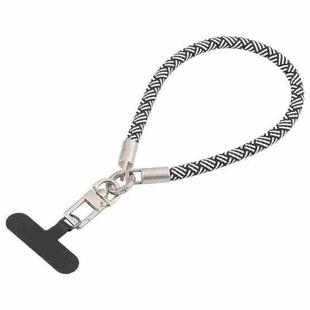 Pearl Silver Metal Buckle Phone Wrist Strap Phone Short Lanyard(Black White Cross)