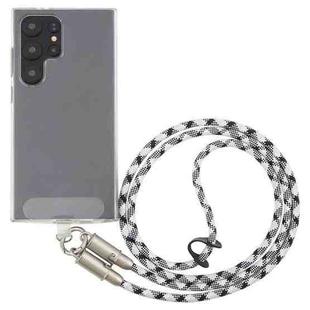 Type-C to Type-C Silicone Data Charging Cable Crossbody Phone Long Lanyard(Black White)