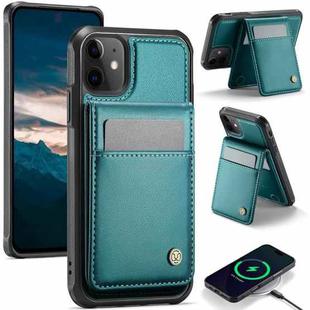 For iPhone 11 JEEHOOD J06 British Style RFID MagSafe Card Bag PU Phone Case(Green)