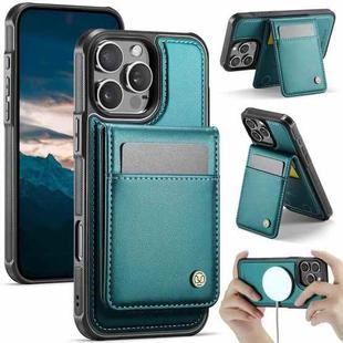 For iPhone 15 Pro Max JEEHOOD J06 British Style RFID MagSafe Card Bag PU Phone Case(Green)