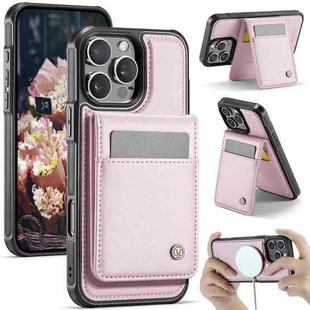 For iPhone 15 Pro Max JEEHOOD J06 British Style RFID MagSafe Card Bag PU Phone Case(Pink)