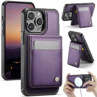 For iPhone 13 Pro Max JEEHOOD J06 British Style RFID MagSafe Card Bag PU Phone Case(Purple)