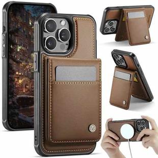 For iPhone 12 Pro Max JEEHOOD J06 British Style RFID MagSafe Card Bag PU Phone Case(Brown)
