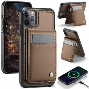 For iPhone 11 Pro JEEHOOD J06 British Style RFID MagSafe Card Bag PU Phone Case(Brown)