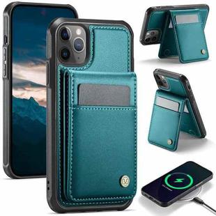 For iPhone 11 Pro JEEHOOD J06 British Style RFID MagSafe Card Bag PU Phone Case(Green)