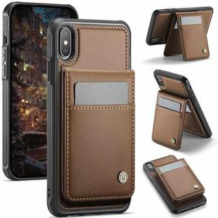 For iPhone XS Max JEEHOOD J06 British Style RFID MagSafe Card Bag PU Phone Case(Brown)