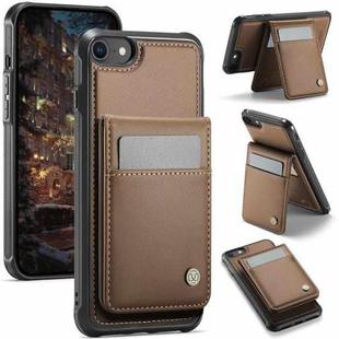 For iPhone SE 2022 / SE 2020 / 8 JEEHOOD J06 British Style RFID MagSafe Card Bag PU Phone Case(Brown)