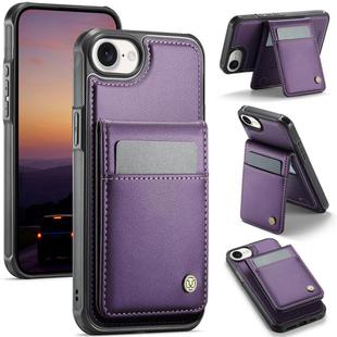 For iPhone 16e JEEHOOD J06 British Style RFID MagSafe Card Bag PU Phone Case(Purple)