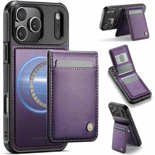 For iPhone 17 Pro Max JEEHOOD J06 British Style RFID MagSafe Card Bag PU Phone Case(Purple)