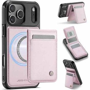 For iPhone 17 Pro Max JEEHOOD J06 British Style RFID MagSafe Card Bag PU Phone Case(Pink)