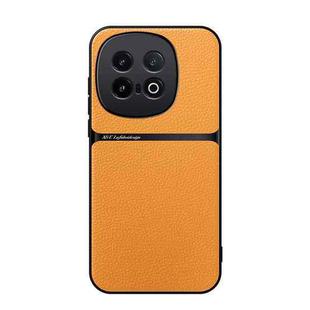 For vivo iQOO 13 Litchi Leather Magnetic Full Coverage Shockproof Phone Case(Yellow)