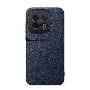 For vivo iQOO 13 Litchi Leather Magnetic Full Coverage Shockproof Phone Case(Navy Blue)